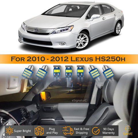 For Lexus HS250h Interior LED Lights - Dome & Map Light Bulbs Package Kit for 2010 - 2012 - White SAWE Lighting