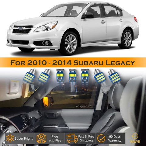 For Subaru Legacy Interior LED Lights - Dome & Map Light Bulbs Package Kit for 2010 - 2014 - White SAWE Lighting