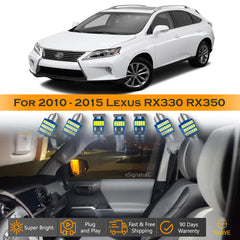 For Lexus RX350 RX450h Interior LED Lights - Dome & Map Light Bulbs Package Kit for 2010 - 2015 - White