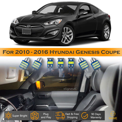For Hyundai Genesis Coupe Interior LED Lights - Dome & Map Light Bulbs Package Kit for 2010 - 2016 - White SAWE Lighting