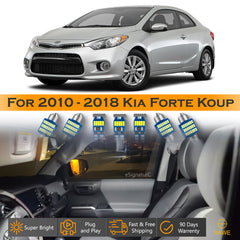 For Kia Forte Koup Interior LED Lights - Dome & Map Light Bulbs Package Kit for 2010 - 2018 - White