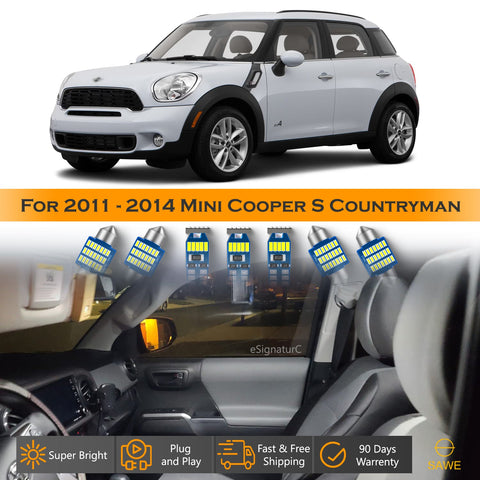 For Mini Cooper Countryman Interior LED Lights - Dome & Map Light Bulb Package Kit for 2011 - 2014 - White SAWE Lighting