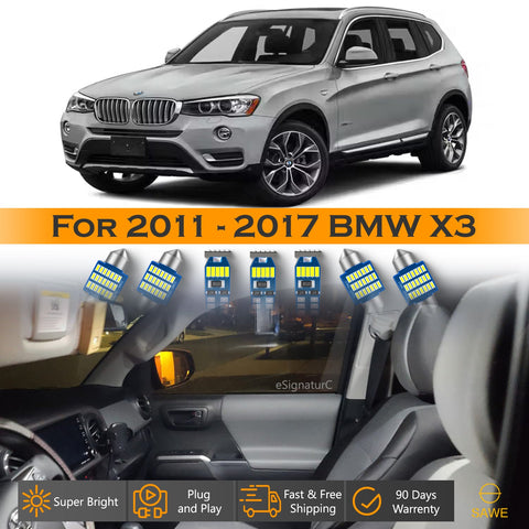 For BMW X3 F25 Interior LED Lights - Dome & Map Light Bulb Package Kit for 2011 - 2017 - White SAWE Lighting
