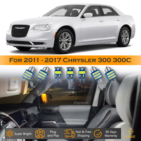 For Chrysler 300 300C Interior LED Lights - Dome & Map Light Bulbs Package Kit for 2011 - 2017 - White SAWE Lighting
