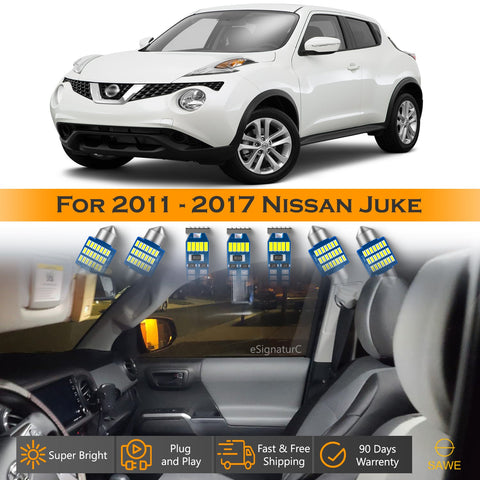 For Nissan Juke Interior LED Lights - Dome & Map Light Bulbs Package Kit for 2011 - 2017 - White SAWE Lighting