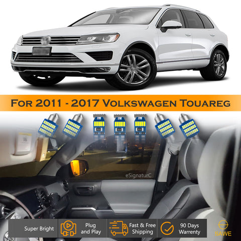 For Volkswagen Touareg Interior LED Lights - Dome & Map Light Bulbs Package Kit for 2011 - 2017 - White SAWE Lighting