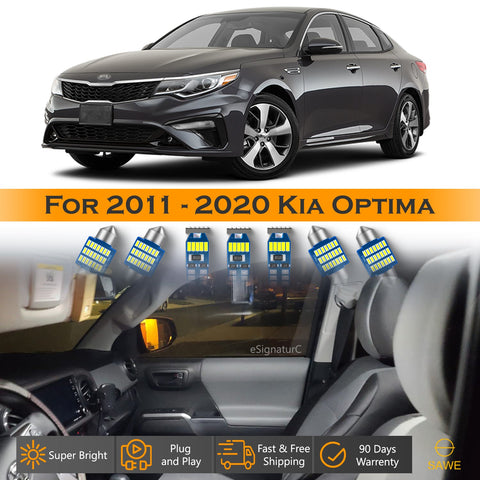 For Kia Optima Interior LED Lights - Dome & Map Light Bulbs Package Kit for 2011 - 2020 - White SAWE Lighting