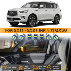 For Infiniti QX56 QX80 Interior LED Lights - Dome & Map Light Bulbs Package Kit for 2011 - 2021 - White