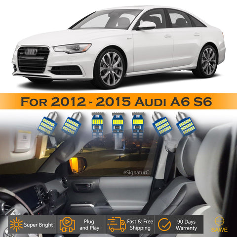For Audi A6 S6 Interior LED Lights - Dome & Map Light Bulb Package Kit for 2012 - 2015 - White SAWE Lighting