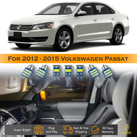 For Volkswagen Passat Interior LED Lights - Dome & Map Light Bulbs Package Kit for 2012 - 2015 - White SAWE Lighting