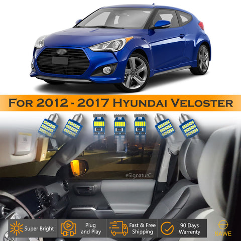 For Hyundai Veloster Interior LED Lights - Dome & Map Light Bulbs Package Kit for 2012 - 2017 - White SAWE Lighting