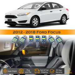 For Ford Focus Interior LED Lights - Dome & Map Light Bulbs Package Kit for 2012 - 2018 - White