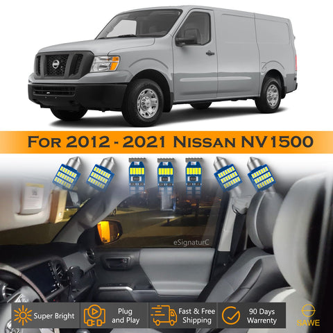 For Nissan NV1500 Interior LED Lights - Dome & Map Light Bulbs Package Kit for 2012 - 2021 - White SAWE Lighting