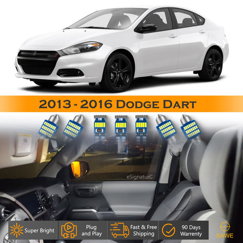 For Dodge Dart Interior LED Lights - Dome & Map Lights Package Kit for 2013 - 2016 - White SAWE Lighting