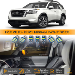 For Nissan Pathfinder Interior LED Lights - Dome & Map Light Bulbs Package Kit for 2013 - 2021 - White