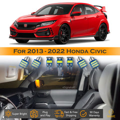 For Honda Civic Interior LED Lights - Dome & Map Lights Package Kit for 2013 - 2023 - White