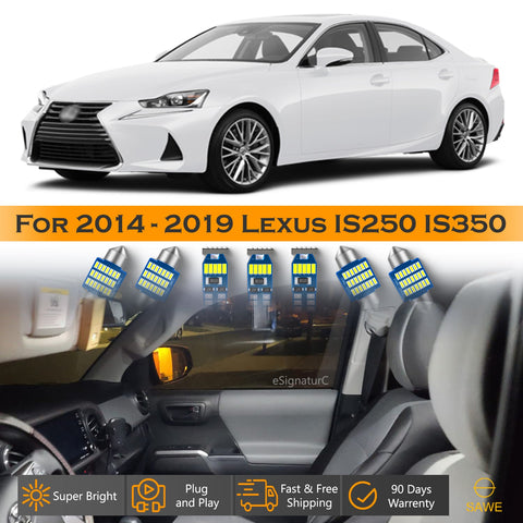 For Lexus IS250 IS300 IS350 Interior LED Lights - Dome & Map Light Bulbs Package Kit for 2014 - 2019 - White SAWE Lighting