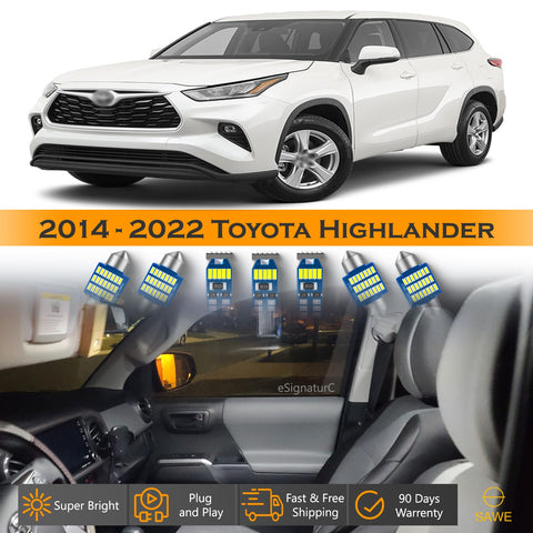 For Toyota Highlander Interior LED Lights - Dome & Map Lights Package Kit for 2014 - 2022 - White SAWE Lighting