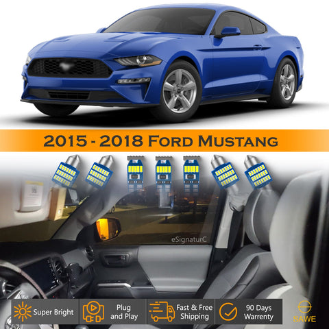 For Ford Mustang Interior LED Lights - Dome & Map Light Bulbs Package Kit for 2015 - 2018 - White SAWE Lighting