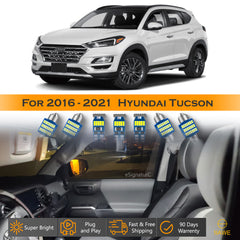 For Hyundai Tucson Interior LED Lights - Dome & Map Light Bulbs Package Kit for 2016 - 2021 - White