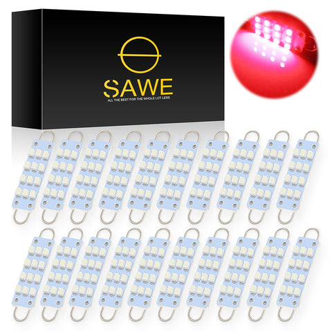 SAWE ®  561 563 567 211-2 212-2 LED Bulb Festoon 44mm 12smd Rigid Loop Interior Door Trunk LED Lights - Red SAWE Lighting