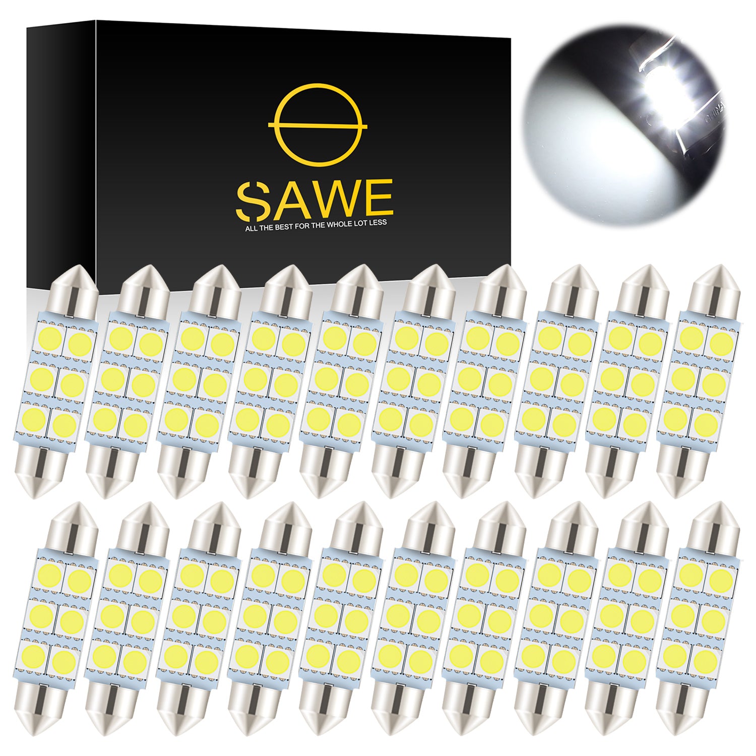 SAWE ® 578 211-2 212-2 41mm 42mm LED Light Bulb 5050 6SMD Interior Dome Map Door Courtesy Trunk Lights - White