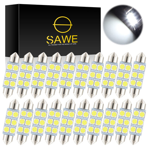 SAWE ® 578 211-2 212-2 41mm 42mm LED Light Bulb 5050 6SMD Interior Dome Map Door Courtesy Trunk Lights - White SAWE Lighting