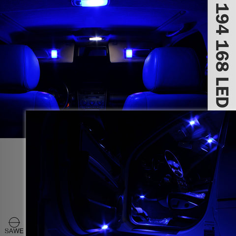 SAWE ® T10 194 168 921 W5W LED Bulb 3014 15SMD License Plate Light Dome Map Trunk Lights or DRL Bulbs - Blue SAWE Lighting