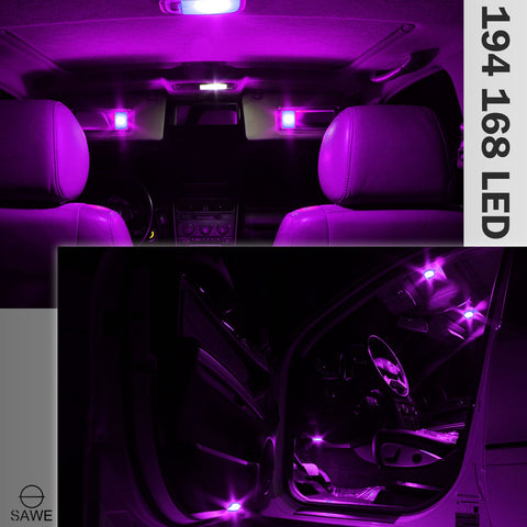 SAWE ® T10 194 168 921 W5W LED Bulb 3014 15SMD License Plate Light Dome Map Trunk Lights or DRL Bulbs - Pink SAWE Lighting
