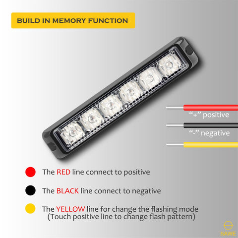 Premier Emergency LED Strobe Lights Bar for Offroad Car Truck Warning Hazard Flash Grille and Surface Mount Light - Red 6-LED SAWE Lighting