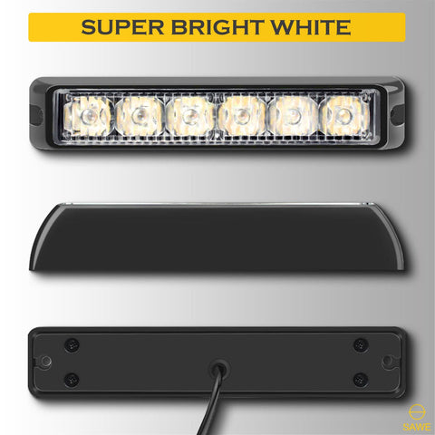 Premier Emergency LED Strobe Lights Bar for Offroad Car Truck Warning Hazard Flash Grille and Surface Mount Light - Amber 6-LED SAWE Lighting