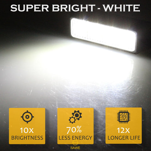 Premier Emergency LED Strobe Lights Bar for Offroad Car Truck Warning Hazard Flash Grille and Surface Mount Light - White 4-LED SAWE Lighting