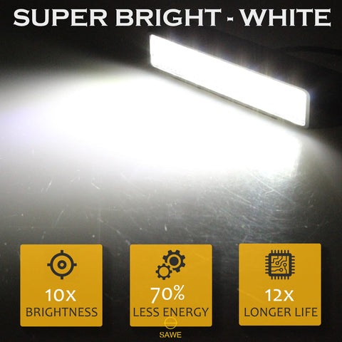 Premier Emergency LED Strobe Lights Bar for Offroad Car Truck Warning Hazard Flash Grille and Surface Mount Light - White 6-LED SAWE Lighting