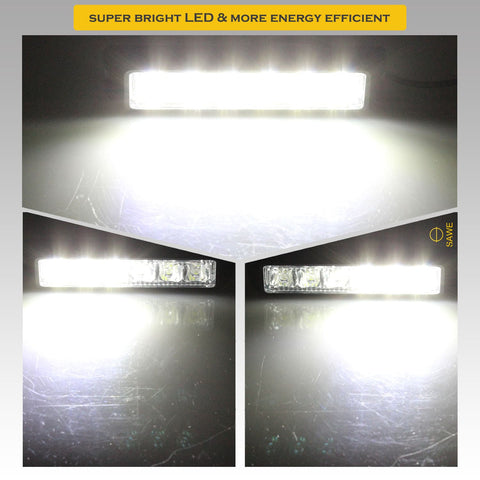 Premier Emergency LED Strobe Lights Bar for Offroad Car Truck Warning Hazard Flash Grille and Surface Mount Light - White 6-LED SAWE Lighting