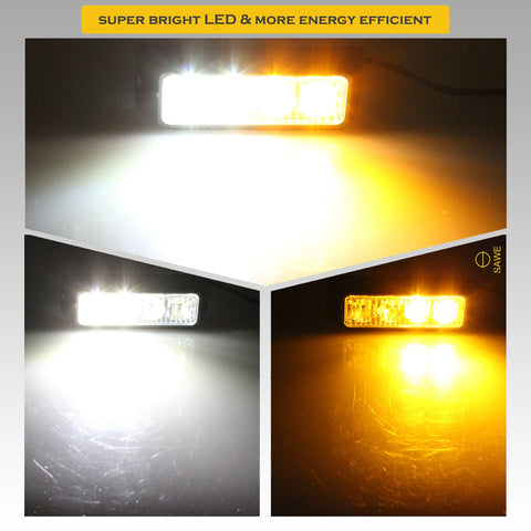 Premier Emergency LED Strobe Lights Bar for Offroad Car Truck Warning Hazard Flash Grille and Surface Mount Light - Amber / White 4-LED SAWE Lighting