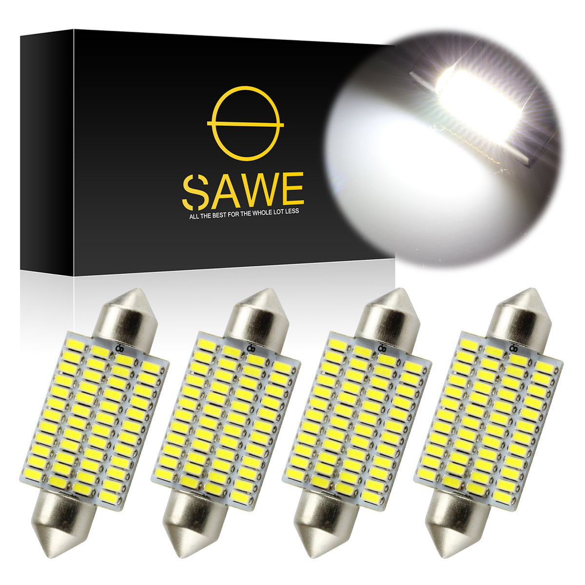 SAWE ® 578 211-2 212-2 41mm 42mm LED Bulb 3014 48SMD Interior Dome Map Door Courtesy Trunk Cargo Lights - 6000K White