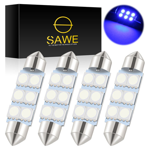 SAWE ® 578 211-2 212-2 41mm 42mm LED Light Bulb 5050 6SMD Interior Dome Map Door Courtesy Trunk Lights - Blue SAWE Lighting