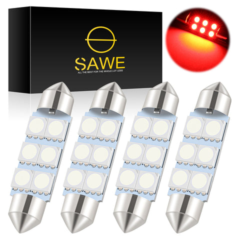 SAWE ® 578 211-2 212-2 41mm 42mm LED Light Bulb 5050 6SMD Interior Dome Map Door Courtesy Trunk Lights - Red SAWE Lighting