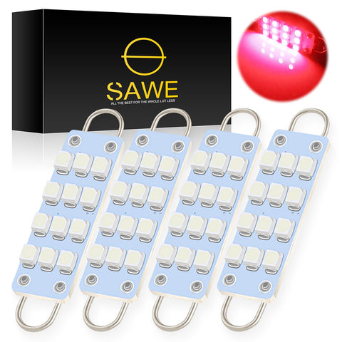 SAWE ®  561 563 567 211-2 212-2 LED Bulb Festoon 44mm 12smd Rigid Loop Interior Door Trunk LED Lights - Red SAWE Lighting