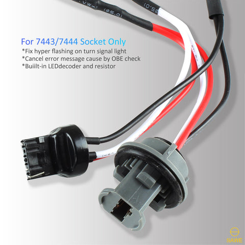 7443 7444 Front LED Turn Signal Resistor Adapter Anti Hyper Flash Error Canceler SAWE Lighting