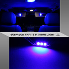 SAWE ® 28mm 3SMD T6 6641 LED Bulbs Sun Visor Vanity Mirror Fuse Lights - Blue