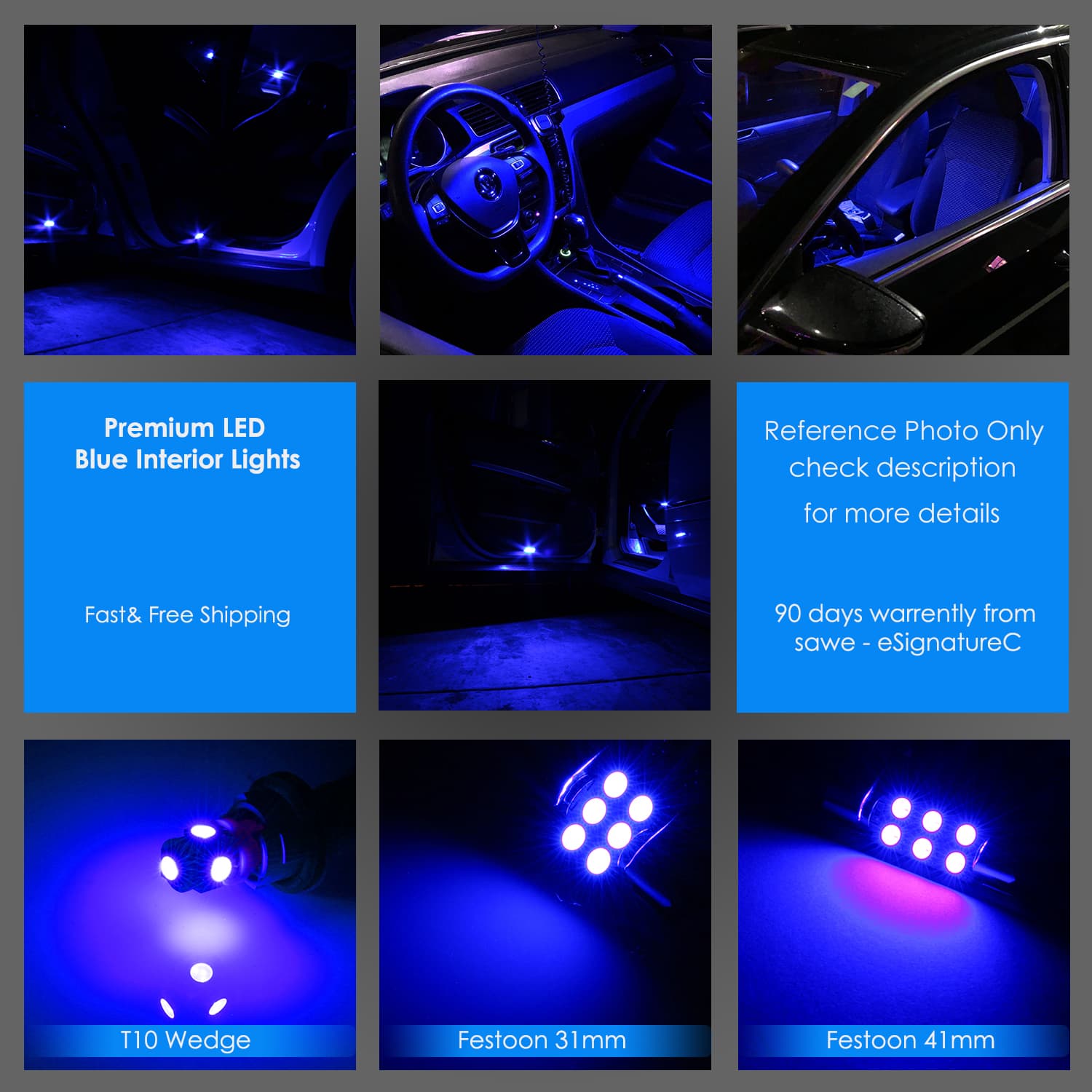 SAWE For GMC Yukon Interior LED Lights Bulb Replacement Kit (2007 - 2014) – Dome, Map, Trunk, License Plate – Red | Green | Ice Blue | Pink | Blue Upgrade Kit (14 Bulbs) SAWE Lighting