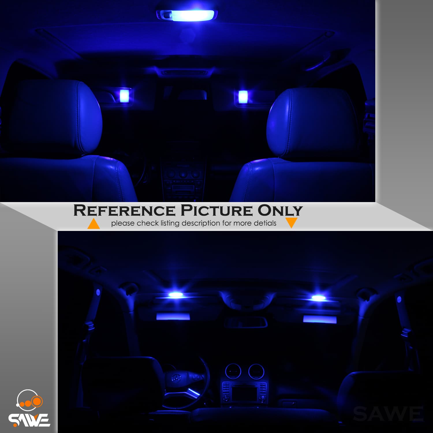 SAWE For GMC Yukon Interior LED Lights Bulb Replacement Kit (2007 - 2014) – Dome, Map, Trunk, License Plate – Red | Green | Ice Blue | Pink | Blue Upgrade Kit (14 Bulbs) SAWE Lighting