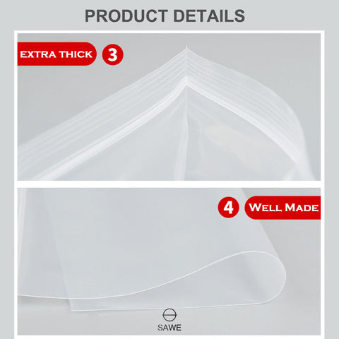 3 x 4" Zip Lock Bags 4 Mil Clear Reclosable Zip Seal Bag Plastic Jewelry Zipper SAWE Lighting
