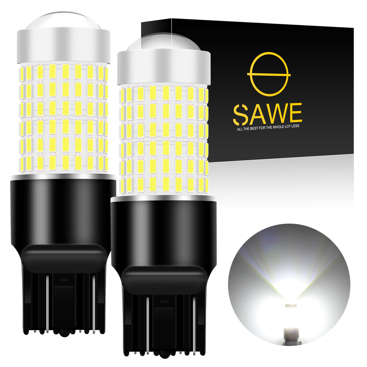 SAWE 7443 7440 7444 T20 LED Bulb for Reverse Backup Lights High Mount - 3014 144smd 6000K White SAWE Lighting