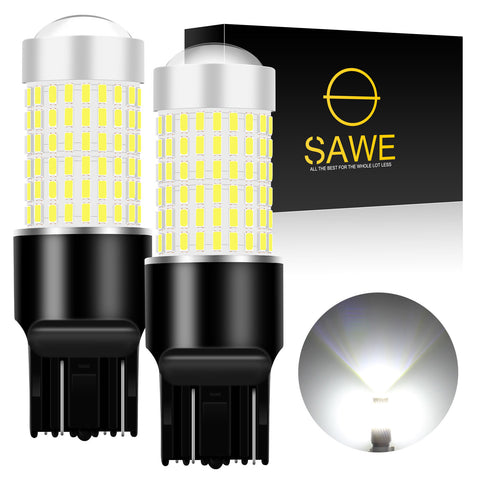 SAWE 7443 7440 7444 T20 LED Bulb for Reverse Backup Lights High Mount - 3014 144smd 6000K White SAWE Lighting