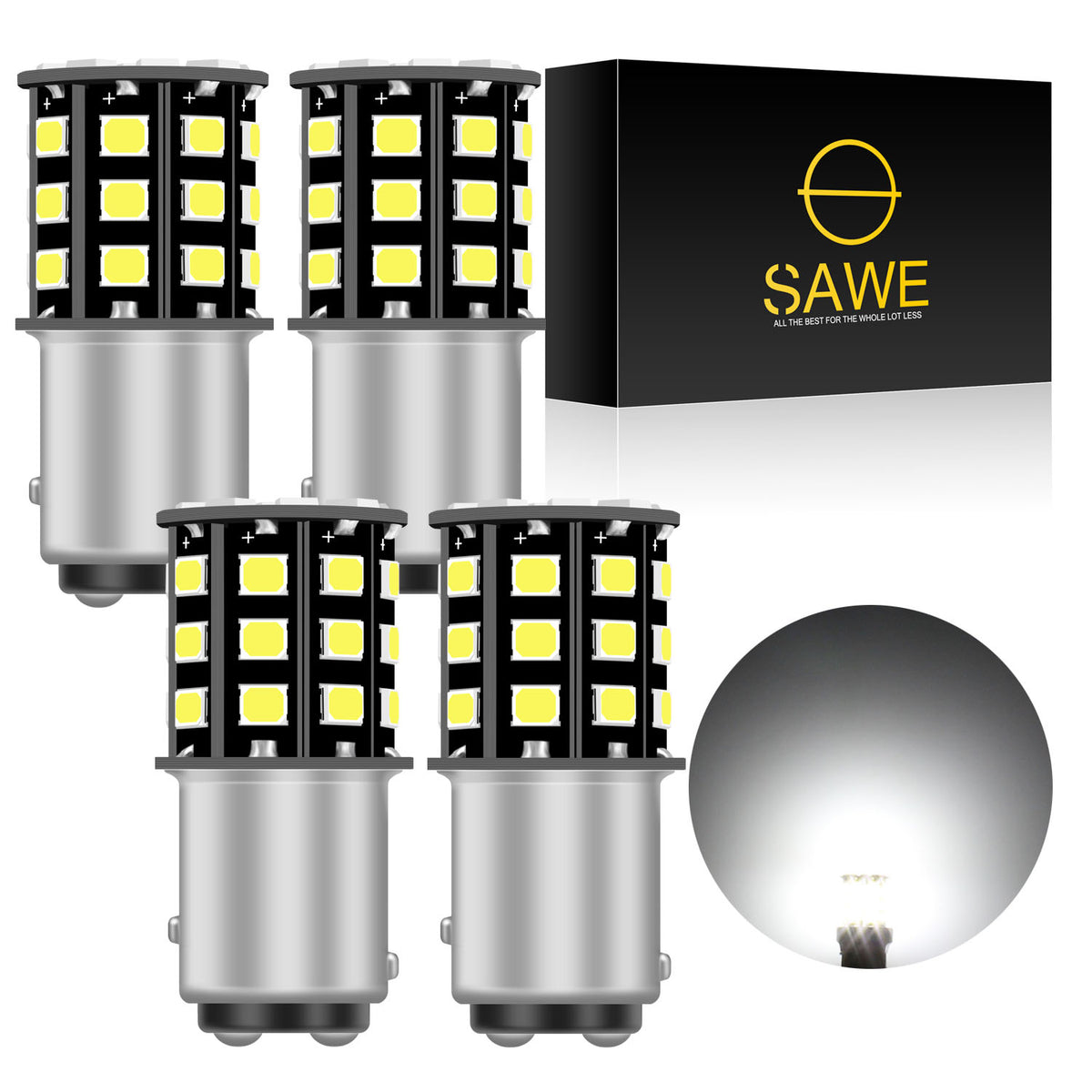 SAWE ® 1157 BAY15D 2057 2357 33-SMD LED Tail Brake Stop Turn Signal Parking Light Bulbs - 6000K White