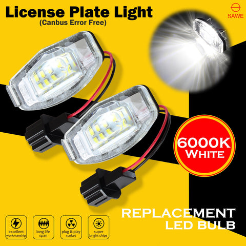 LED License Plate Light Housing For Honda Accord Civic Odyssey Acura TSX TL Direct Fit - White SAWE Lighting