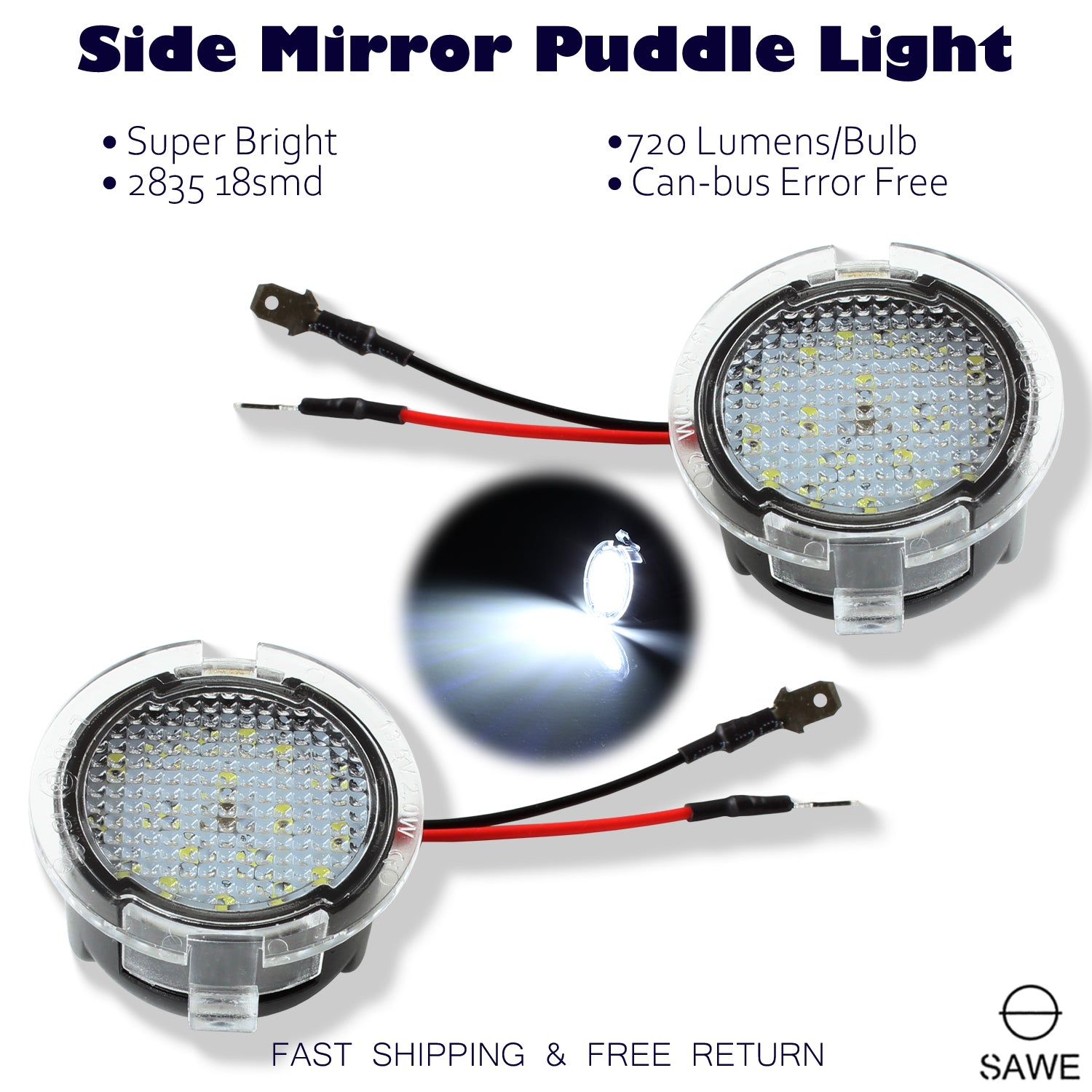 LED Side Mirror Puddle Light Kit For Ford F-150 Explorer Expedition Edge Fusion Lincoln MKS MKT
