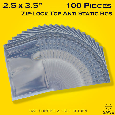 Anti Static Shielding ESD Bags 2.5 x 3.5" Inch Zip Lock Resealable for Varieties of Electronic Device SAWE Lighting